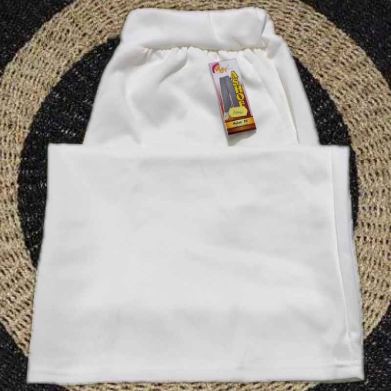 Celana panjang wanita Kulot scuba jumbo polos-Broken white