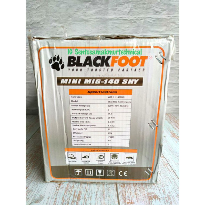 BLACKFOOT MIG 140 Inverter Trafo Las Mini Synergy CO2 Tanpa Gas