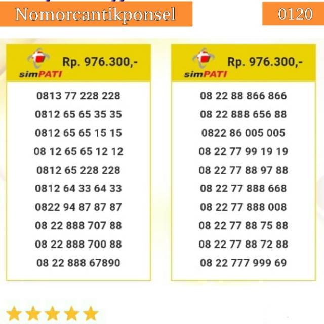 Nomor cantik simpati 0813 0812 0822 seri double abc 228228 abab cdcd 6565 1515 triple 888 rapi#0120