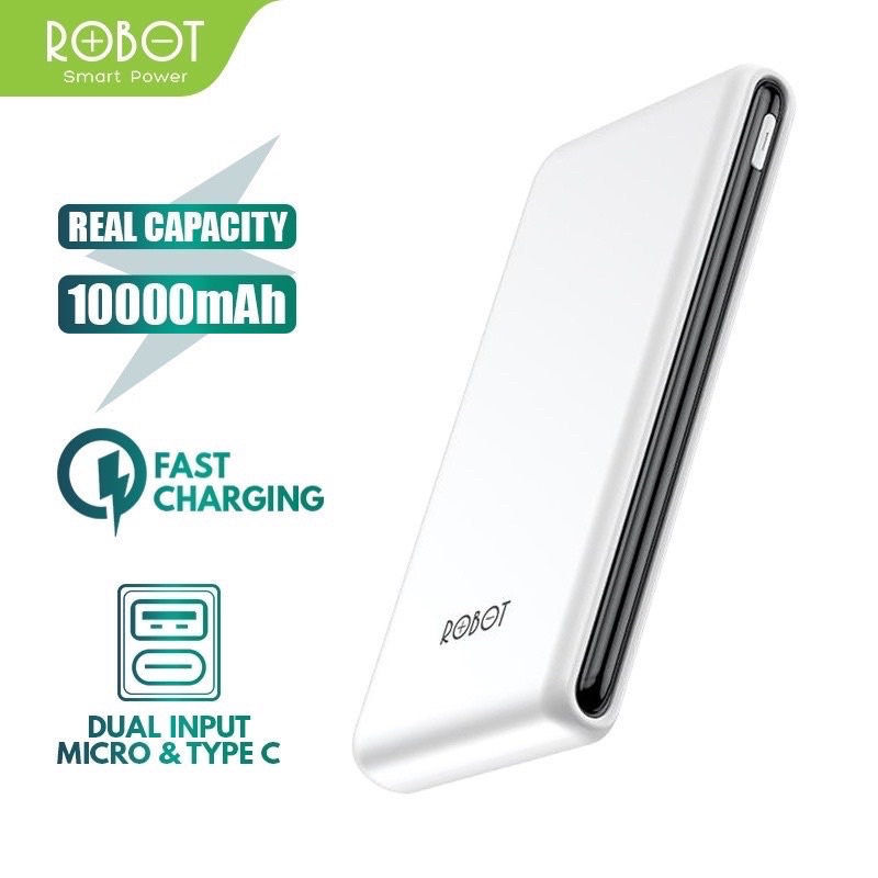 Powerbank ROBOT RT180 10000mah 2.4A 2output ORIGINAL REAL KAPASITAS GARANSI 1TAHUN