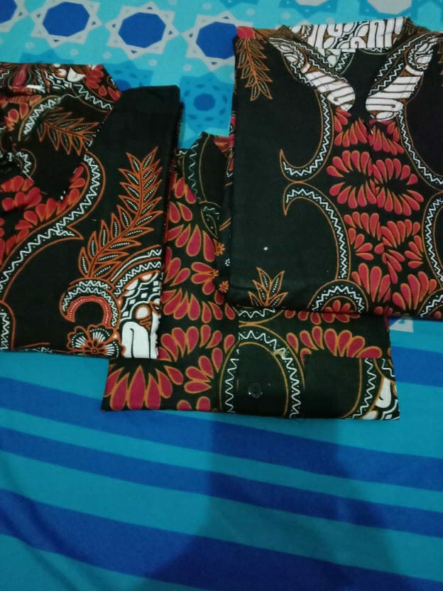 Batik Couple Keluarga Sania Ruffle Ori Ndoro Jowi Dnt Motif Seno Abang Pitih