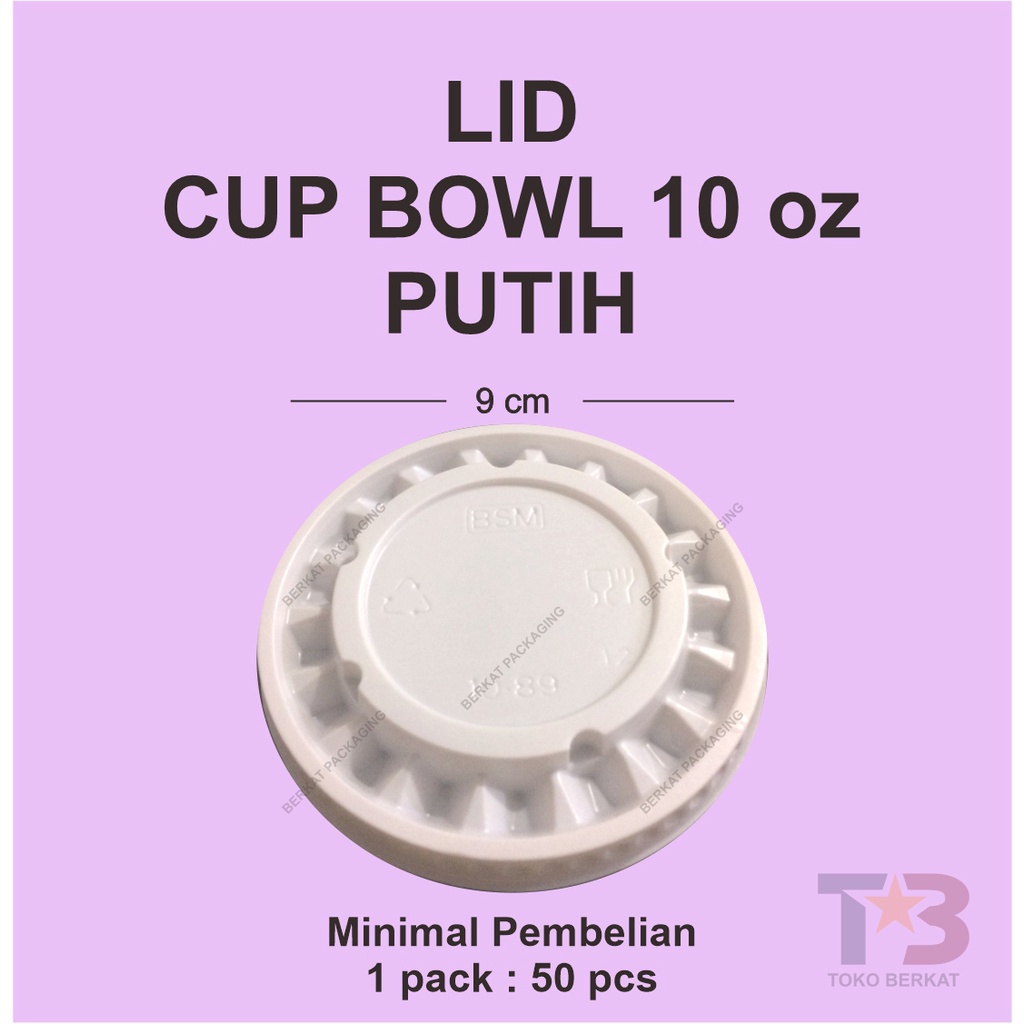 Tutup Cup Bowl 300ml 10z BSM Isi 50 pcs/ PET Putih Susu / PET Transparan / Tutup Paper Bowl / Plasti