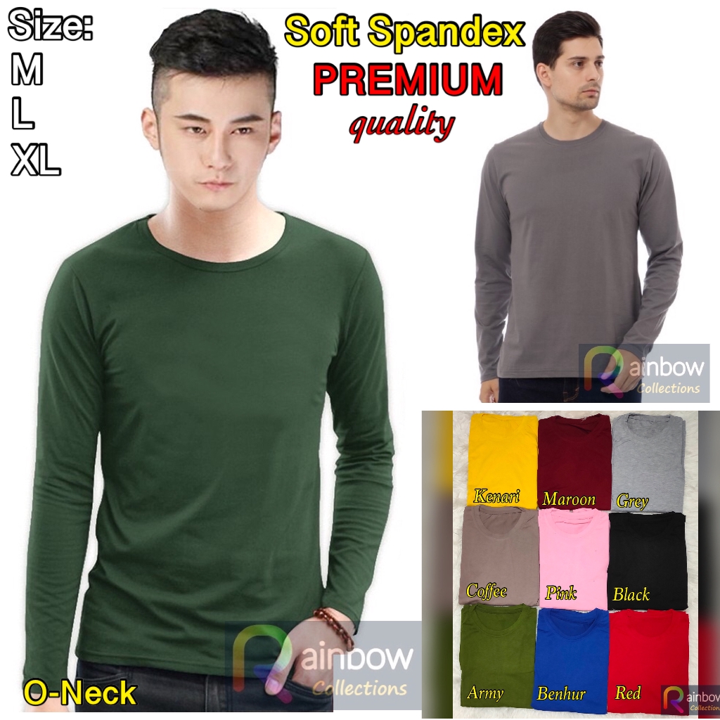 Kaos Polos Lengan PANJANG Oblong O-neck / Oneck Pria - Spandex PANJANG