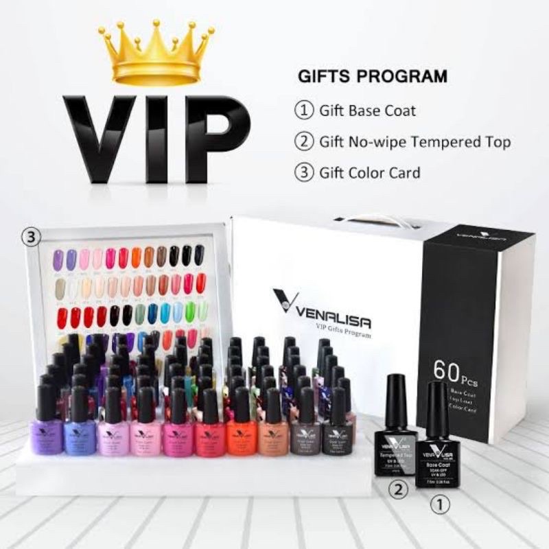 1 set 60 Warna Kutek Gel Polish / Gel Nail Polish 7.5ml Venalisa / Kutek UV Gel Venalisa