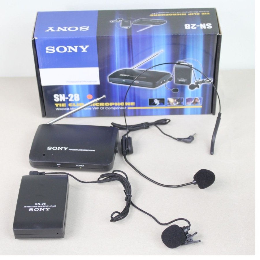 Microphone Sony SN-28 bando headset + mic jepit CLIP-ON wireless