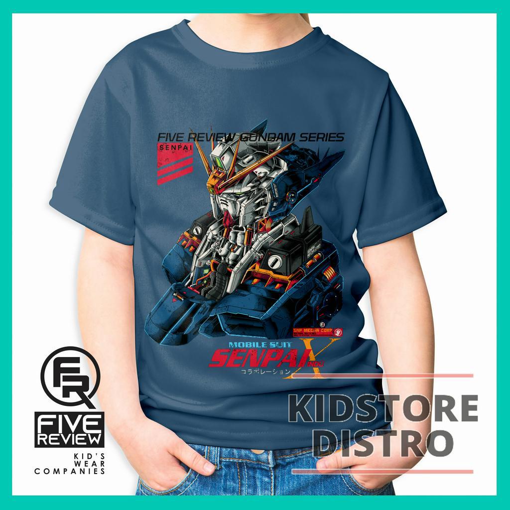 Kaos Anak Baju Karakter Distro Bahan Adem Katun Motif Gundam Senpai