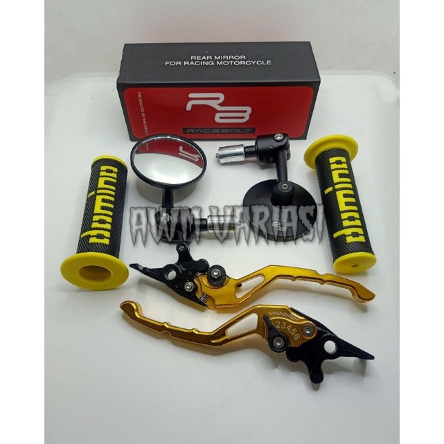 PAKET HANDLE REM CNC PLUS SPION JALU CEMBUNG PLUS GRIP DOMINO BULU VIXION,TIGER,NMAX,MIO,BAET,VARIO,R15,CBR