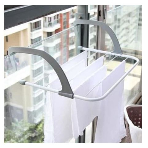 Hanger Balkon stainless 35 x 50 cm Gantungan Baju Portable Serbaguna