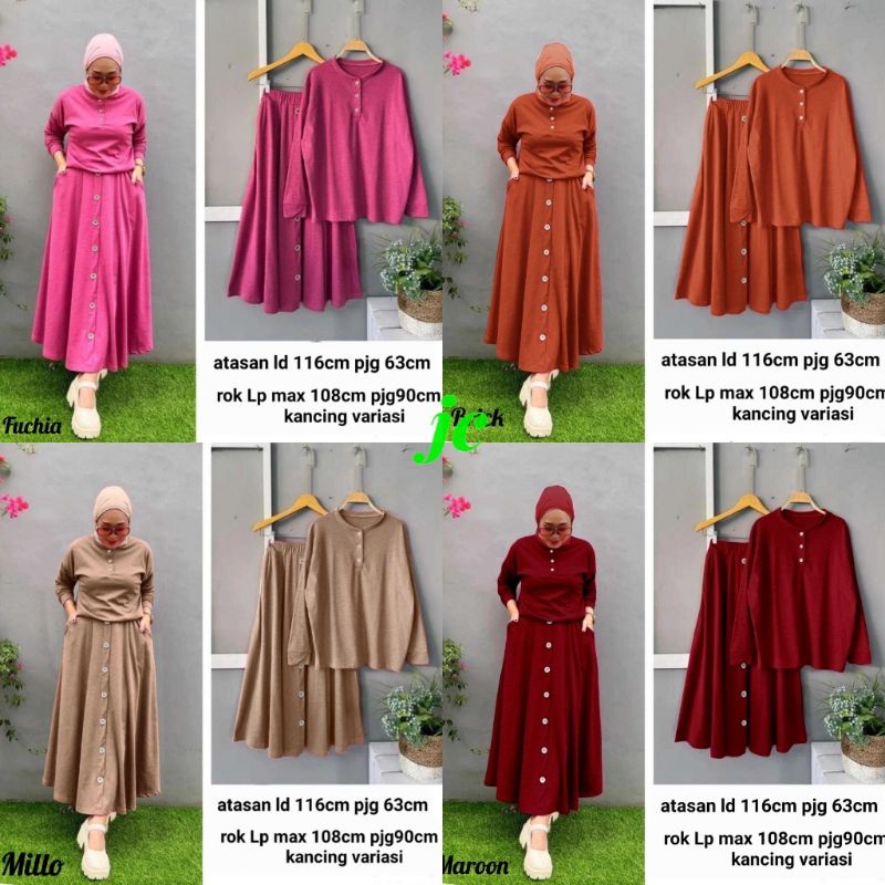 JCZR - Haruka Set Rok / Stelan Rok Wanita Muslimah Terbaru / Set Atasan + Rok Kekinian