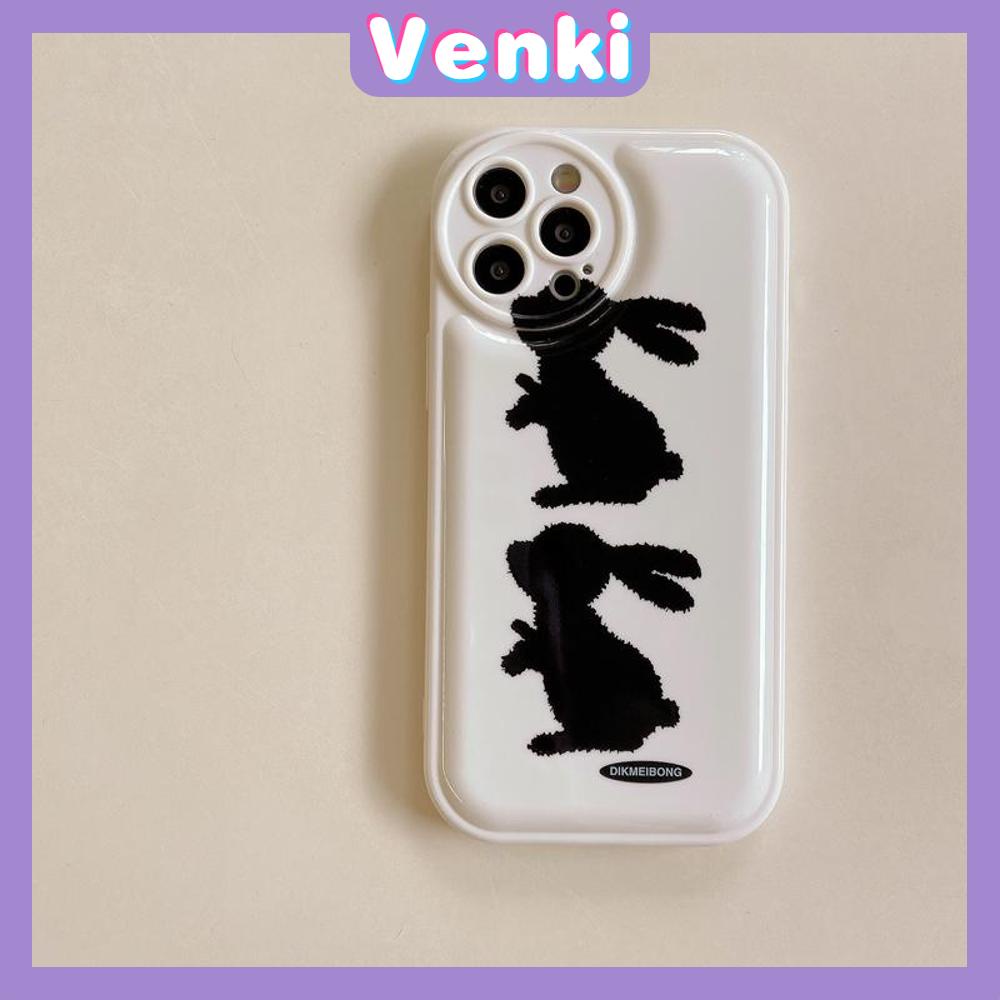 iPhone Case Silicone Soft Case Airbag Shockproof Protection Camera Black Rabbit Cartoon Cute Compatible For iPhone 11 Pro Max 13 Pro Max 12 Pro Max 7Plus xr XS Max