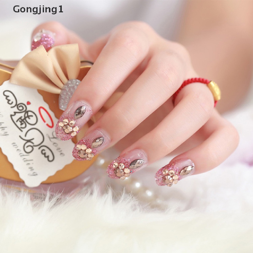 Gongjing1 24Pcs / Set Kuku Palsu Akrilik UV gel Untuk Nail art