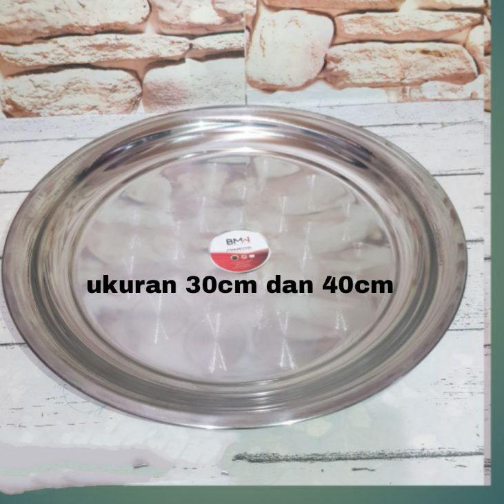 NAMPAN BULAT STAINLESS STELL 40CM 30CM / nampan bulat 40cm stainless stell / piring bulat stainless 