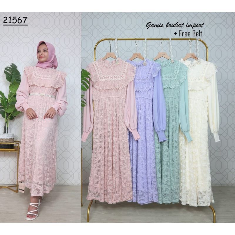 vanessa/vns/vanessa hijab/vanesa/midi/maxi/gamis brukat import/dress renda brukat import