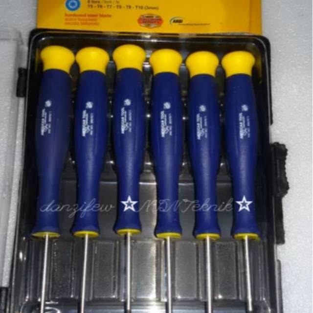 Obeng Set Bintang 6pcs Merk American Tools || Torx Presisi Torx Precision Screwdriver Set 6pcs