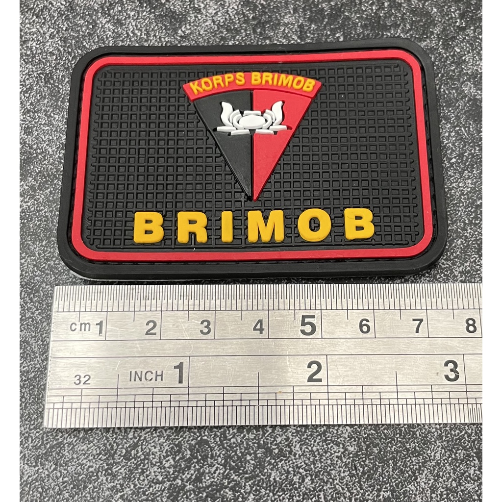 Patch Brimob (Logo Tulisan) - Patch Velcro Korps Brimob - Prepetan Brimob - Velcro Karet