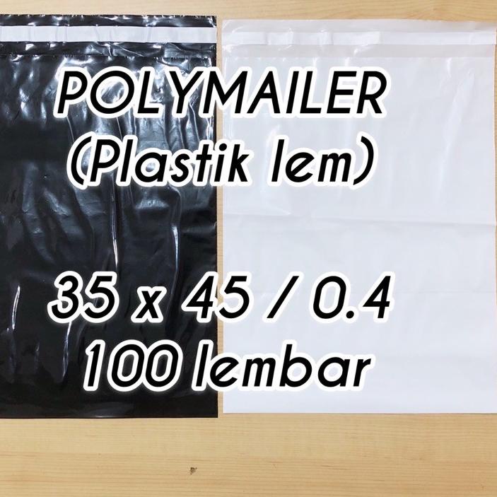 

❆ plastik packing POLYMAILER 35x45 0.4 100 lembar hitam putih plastik lem ☝