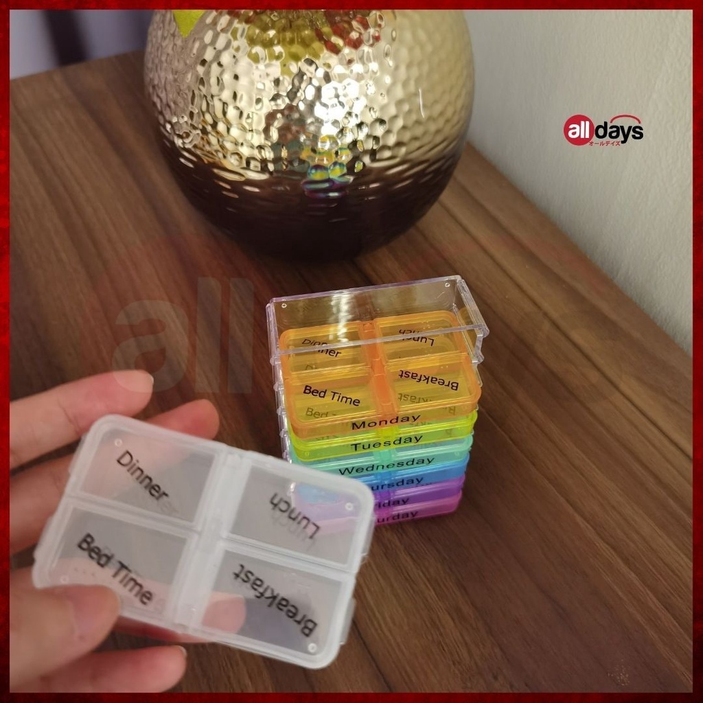 Alldays - Pill Organizer Box/Kotak Tempat Penyimpanan Obat Mingguan/Medicine Tablet Storage