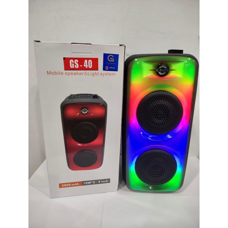 (COD) Speaker bluetooth Portable G-Power Type MS-1761BT 4&quot;&quot; Full Panel RGB LiGHT Show FREE MIC Original