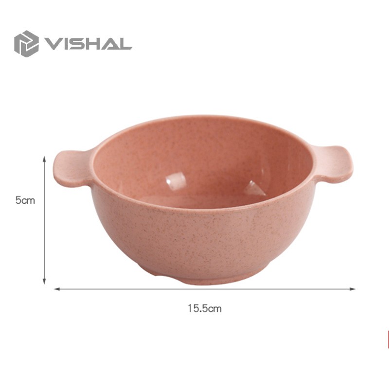 VISHAL Set Mangkuk Tempat Makan Anak - Wheat Straw Character Bowl for Toddler Mangkuk Binaural VS