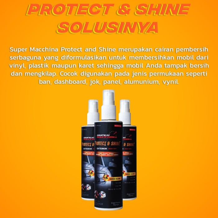 Perawatan Kendaraan mobil motor cairan Super Machinna protect and shine bersih mengkilap pelindung cat spray anti kerak jamur debu