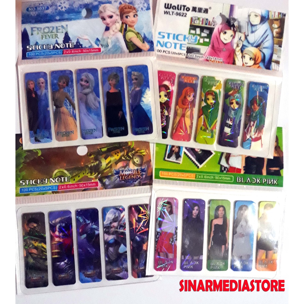 

sticky notes karakter / pembatas buku karakter berhologram