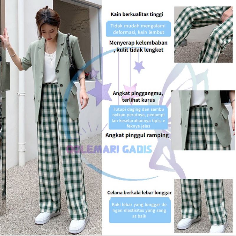 Celana Panjang Wanita Celana Kulot Celana Kotak Model Longgar High Waist