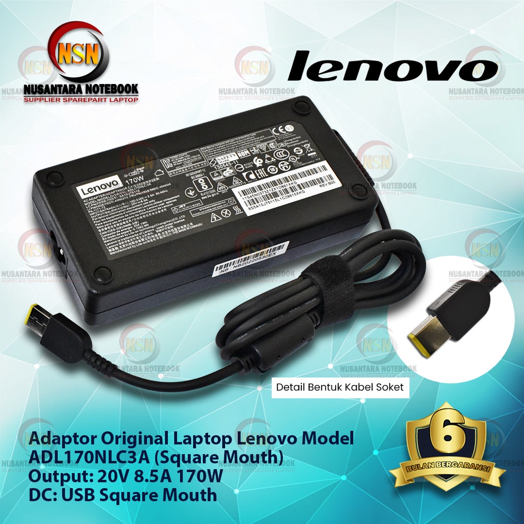 Adaptor Original Lenovo ADL170NLC3A (Square Mouth) 20V 8.5A 170W