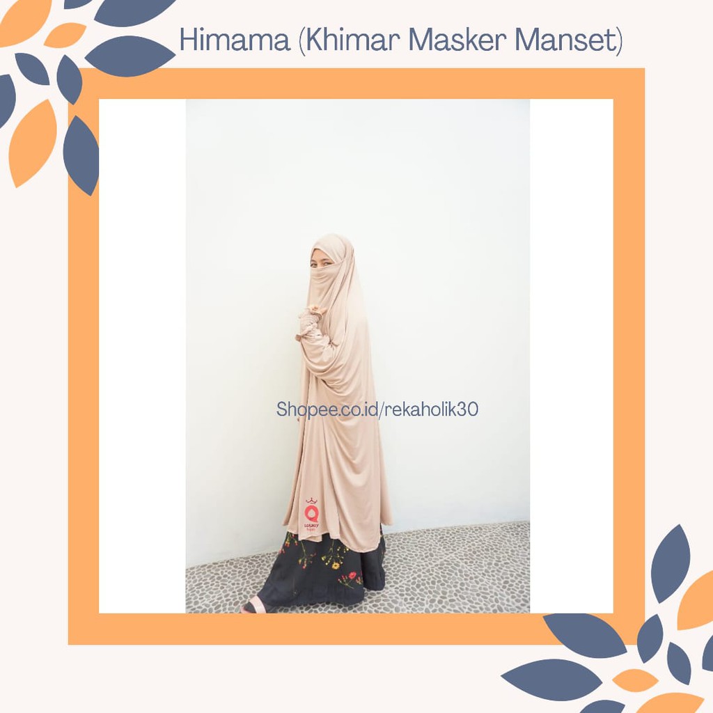 Khimar Masker Dengan Manset Tangan Lengan Ukuran Hijab Jumbo Syari Dilengkapi Cadar French Instant