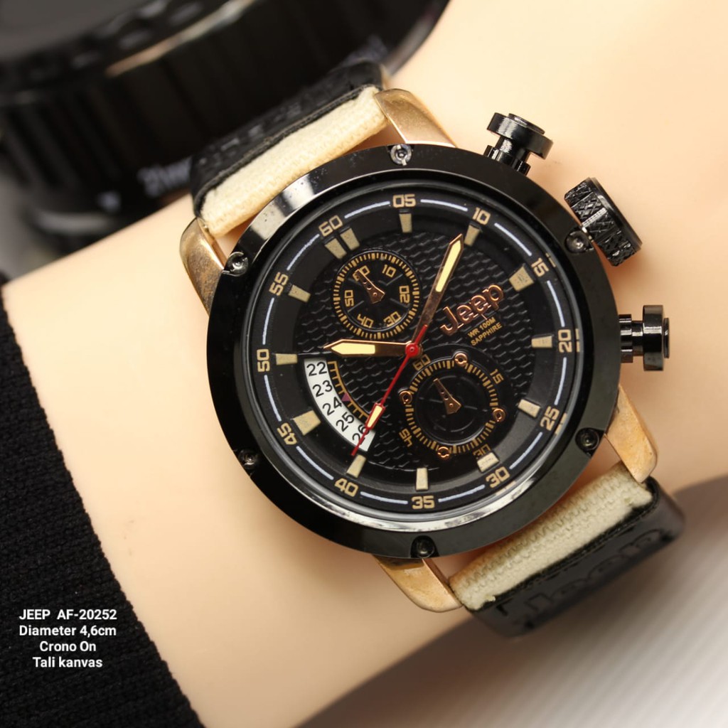 Best Seller  Jam Tangan Prian Jeep 0215EV Chrono Aktif Tali Kulit