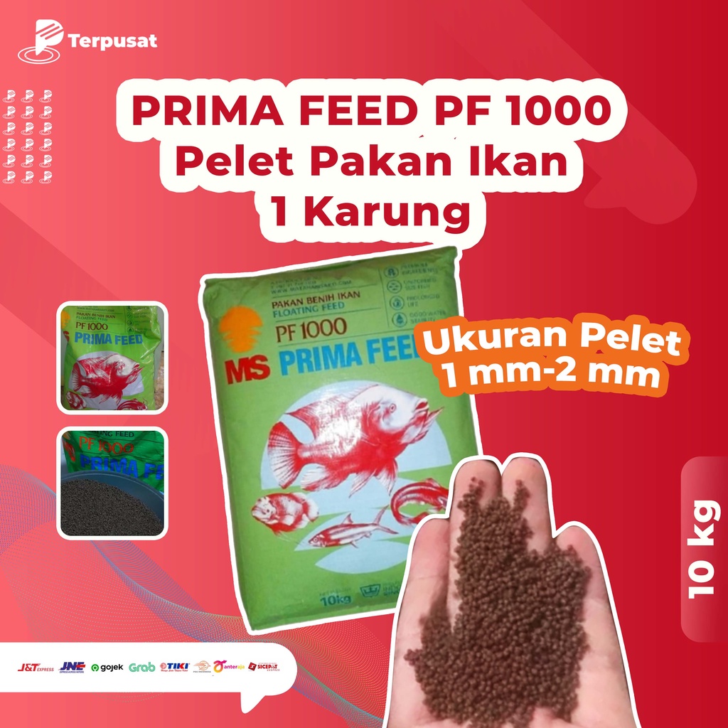 Perkarung 10 kg (jahitan pabrik) PRIMA FEED PF 1000 Makanan ikan Pakan Ikan Pelet ikan