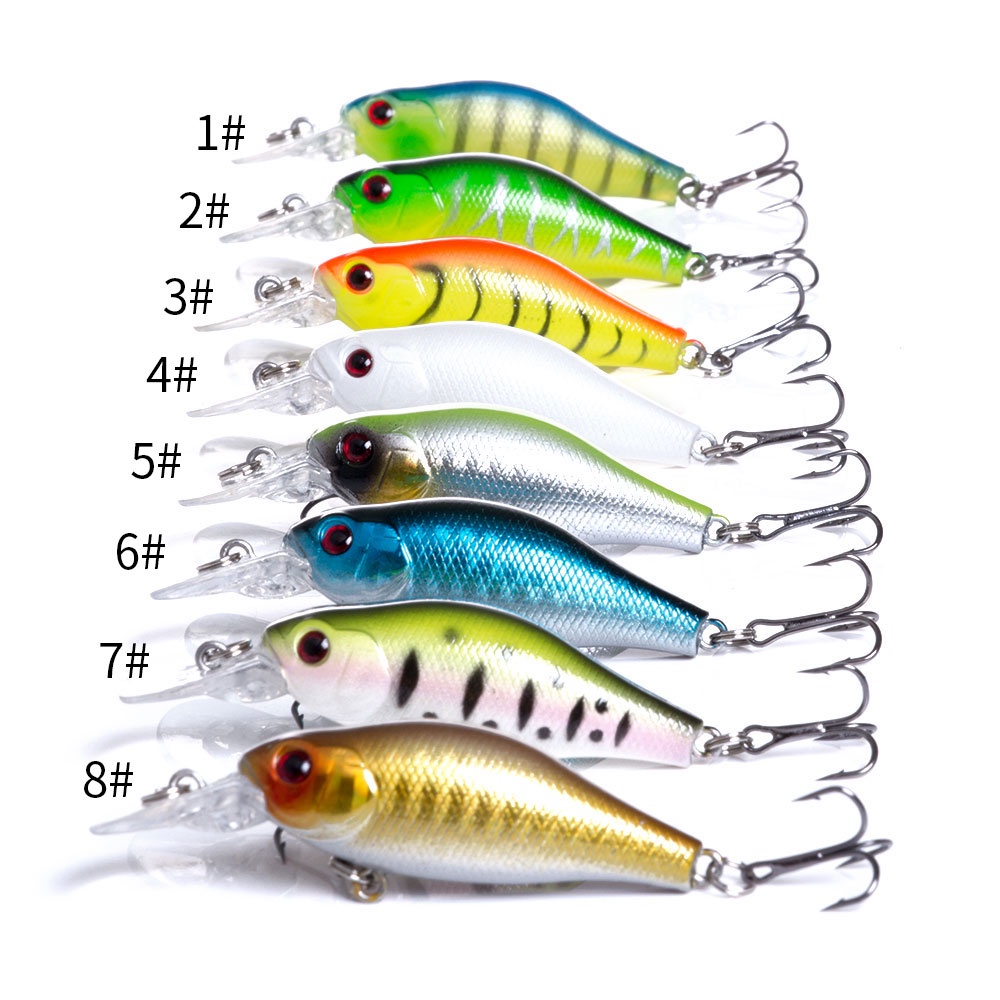 HENGJIA 8Pcs Minnow Fishing Lures 7cm 7g Crankbait Fishing Wobblers 3D Eyes Artificial Hard Bass tackle