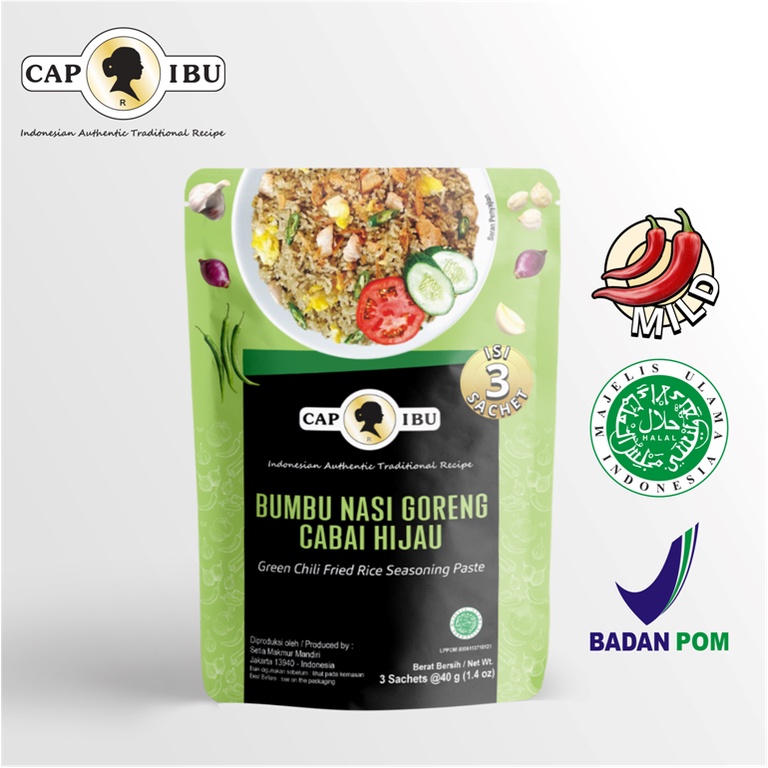 CAP IBU Bumbu Nasi Goreng Cabai Hijau Pouch Sachet 40g x 3 pcs