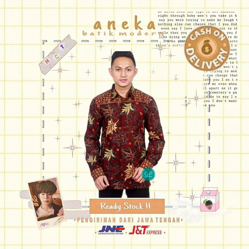 KEMEJA HEM ATASAN BATIK PRIA COWOK BIG SIZE JUMBO LENGAN PANJANG