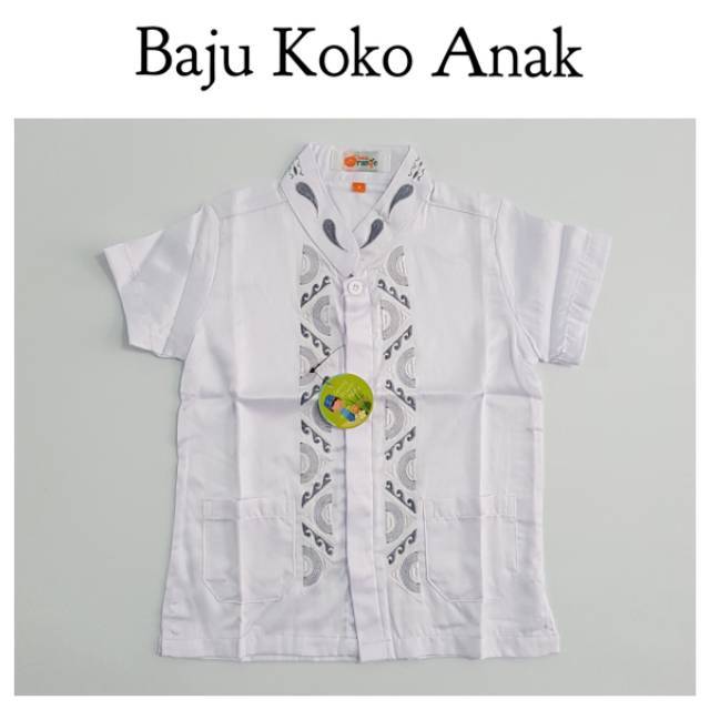 Baju Koko Anak Muslim Laki Laki Cowok Putih Bordir Lengan Pendek 2 3 4 5 6 Tahun