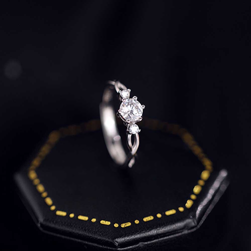 Cincin Berlian Zircon S925 Perak Sterling Ukuran Adjustable Untuk Wanita Fashion Jewelry Pertunangan Pernikahan Rings