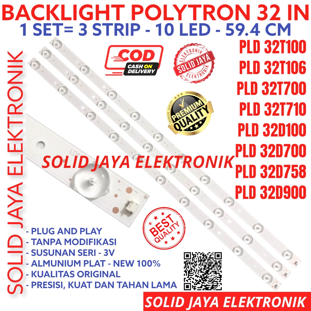 BACKLIGHT TV LED POLYTRON 32 INC PLD 32T100 32T106 32T700 32T710 32D100 32D700 32D758 32D900 LAMPU BL 10K 3V PLD-32T100 PLD-32T106 PLD-32T700 PLD-32T710 PLD-32D100 PLD-32D700 PLD32D758 PLD32D900 PLD32T100 PLD32T106 PLD32T700 PLD32T710 PLD32D100 10 KANCING