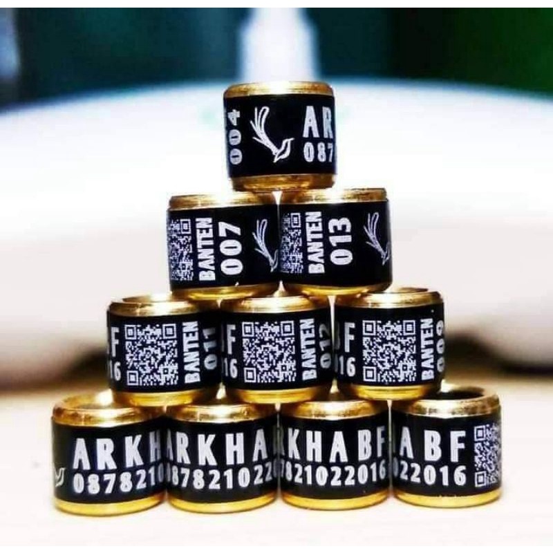 RING MODEL LASER MK LOGO DAN BARCODE UNTUK KENARI KACER LOVEBIRD MURAI ANIS MERAH ANIS KEMBANG PERKU