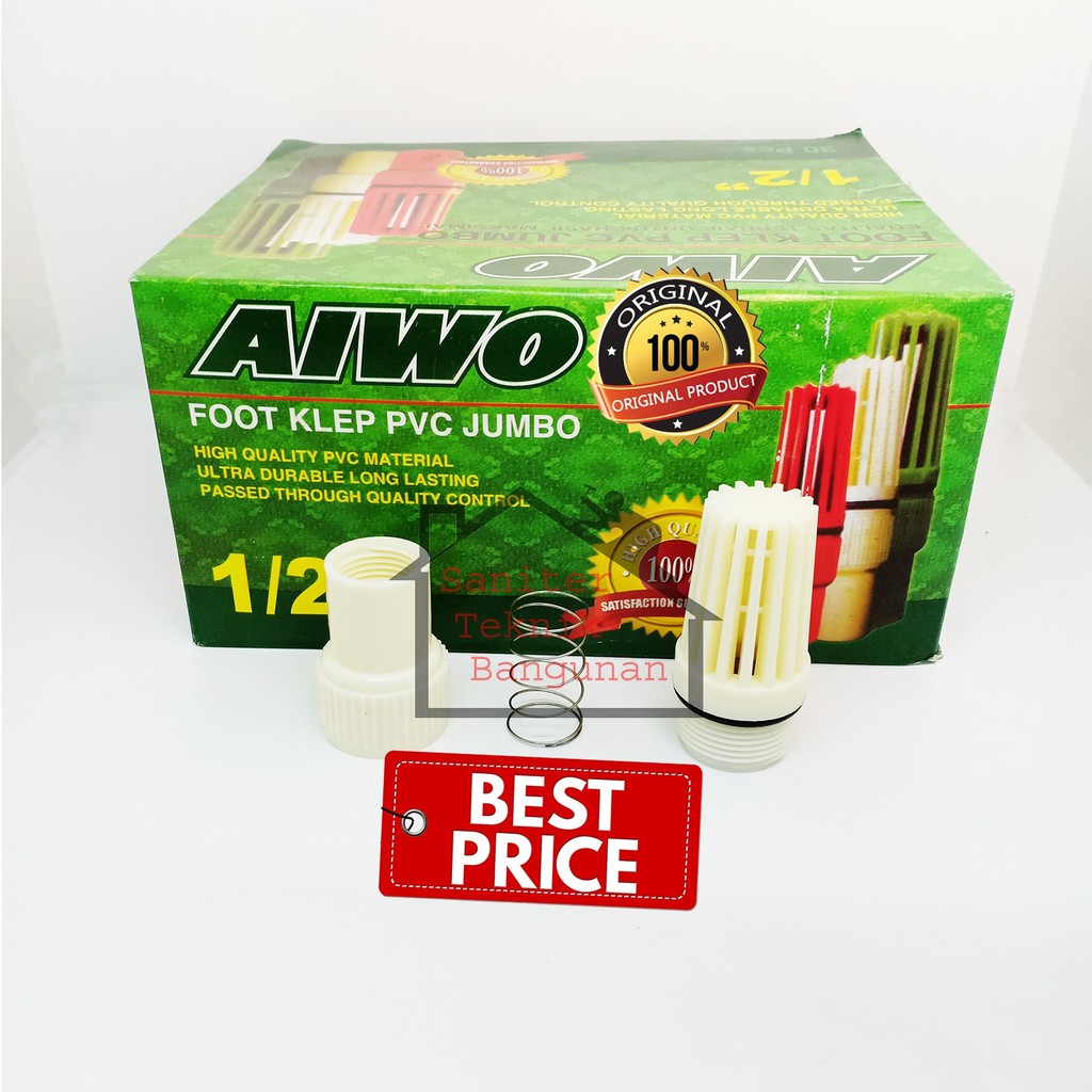 FOOT KLEP AIWO PVC JUMBO 1/2&quot; INCH-KLEP SUMUR-TUSEN KLEP SARINGAN AIR