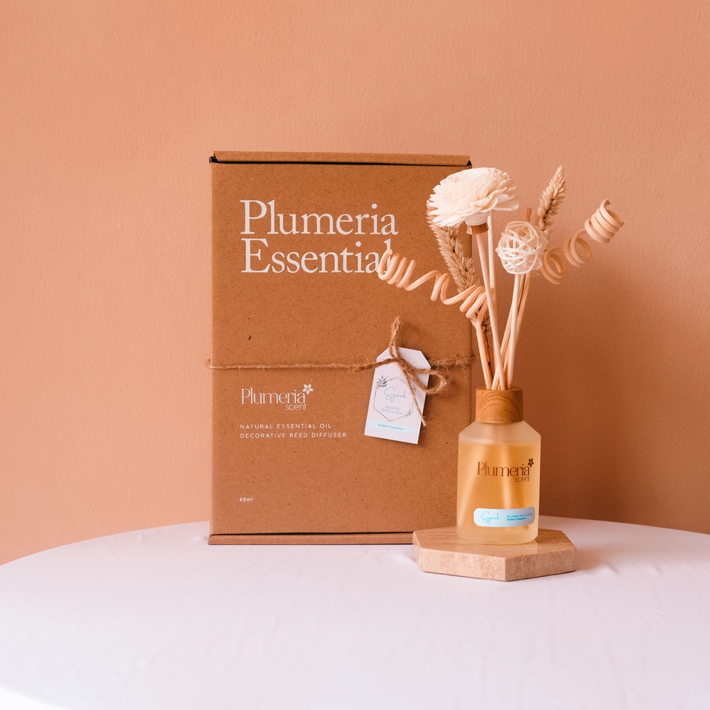 Plumeria Reed Diffuser By Plumeria Scent - Essential Oil - Sejenak (Vanilla & Grapefruit)