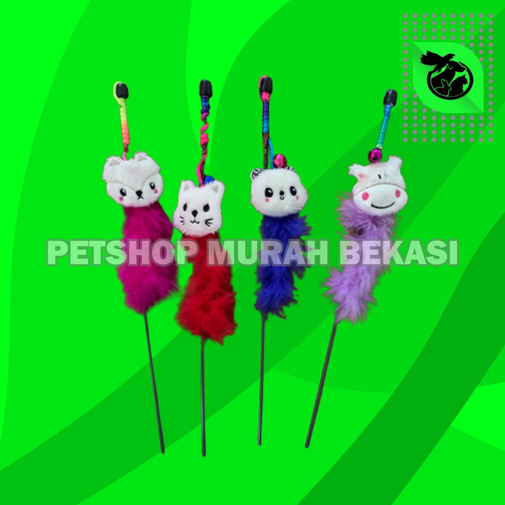 Mainan Pancingan Tongkat Kucing Cat Toys Bentuk Boneka lonceng