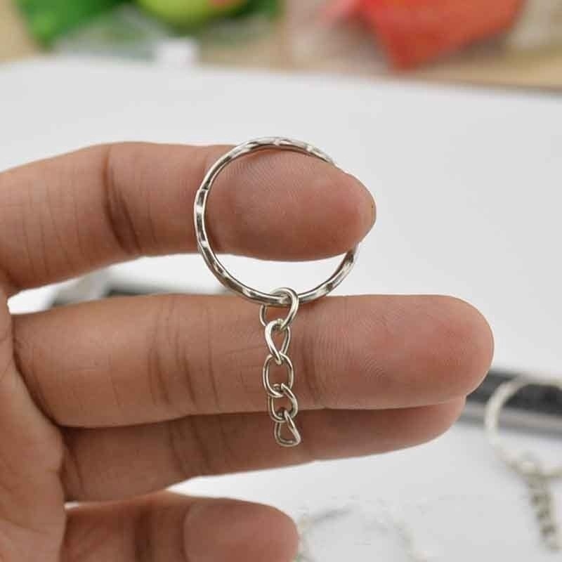 50 Pcs Gantungan Kunci Split Ring Bahan Metal Lapis Silver Untuk Pria Dan Wanita