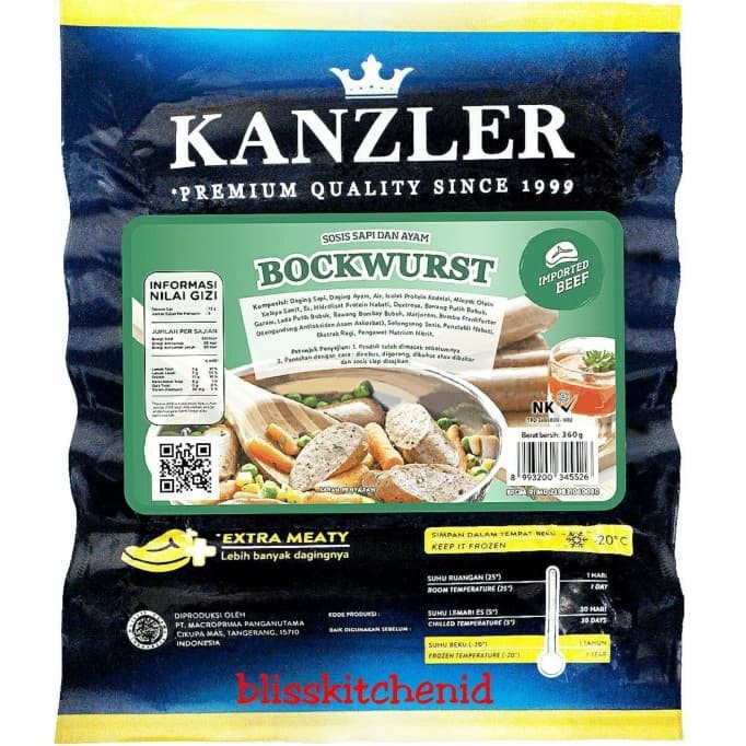 

Sosis Kanzler Bockwurst Beef Sausage 360gr