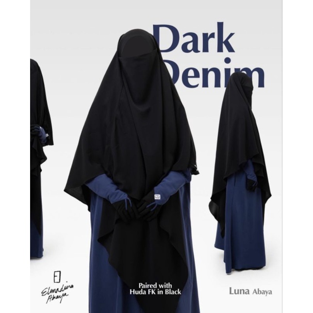 LUNA ABAYA DARK DENIM SIZE L BAHAN MINA BY ELMADINA ABAYA