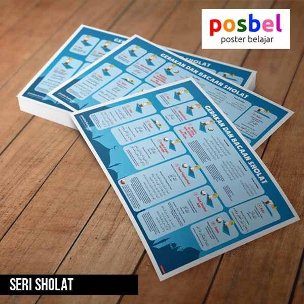 Poster Sholat Gambar Lengkap Gerakan dan Bacaan Posbel Belajar Anak SD TK PAUD