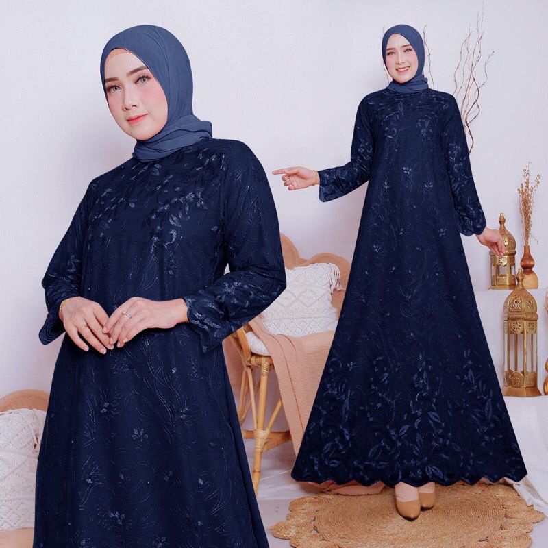 ADA JUMBO!! GAMIS BRUKAT KEBAYA TILE MAXY DRESS WANITA MUSLIM BROKAT VELVET MURAH GAMIS TERBARU