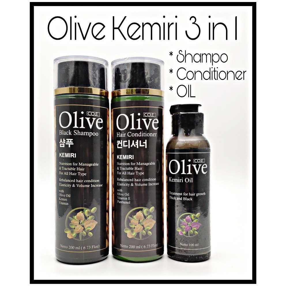 [COD] 3in1 Paket Pemanjang dan Penghitam Rambut  dalam 7 Hari Shampo+Kondi+Minyak | SYB Olive Kemiri