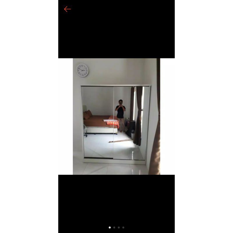 LEMARI SLIDING 2 PINTU FULL CERMIN TANPA GAGANG