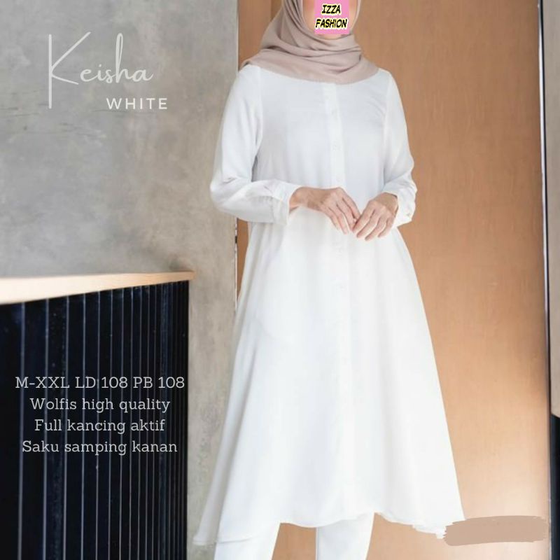 Long Tunik Busui Wanita Kekinian Bahan Wolfis Baju Atasan Muslimah Syari Kemeja Panjang Remaja Murah