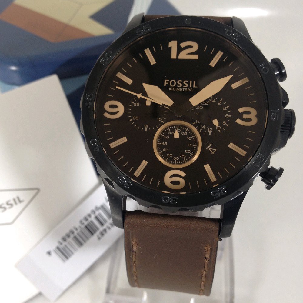 Jam Tangan Pria F055il JR1487 brown black 50mm Original