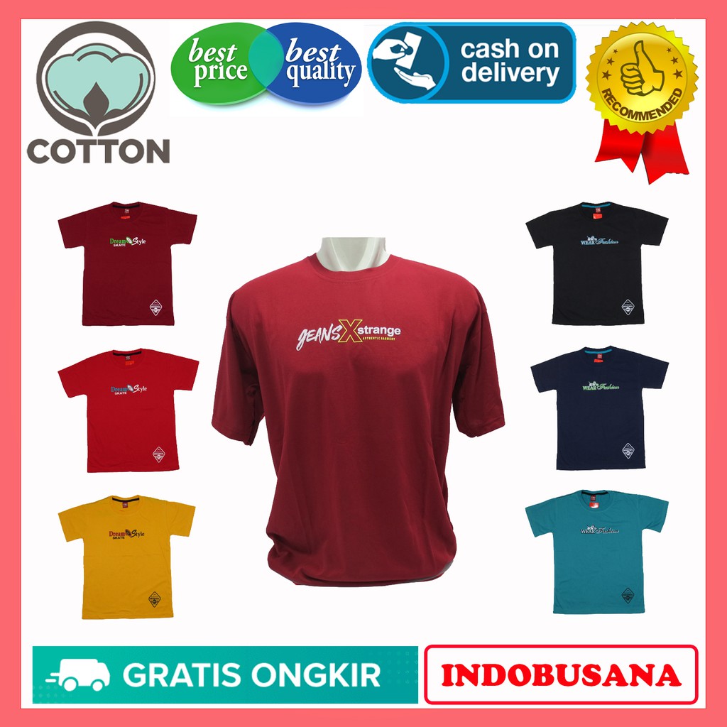 T Shirt Baju Kaos Oblong Jumbo Pria Wanita Cowok Cewek Lengan Pendek Size XXL Motif Jeans X 38